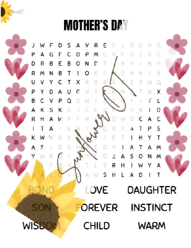 Mother's Day Word Searches - Variable Difficulty + Activity Director Guide | Independent Living, Assisted Living, Memory Care, Group Home
