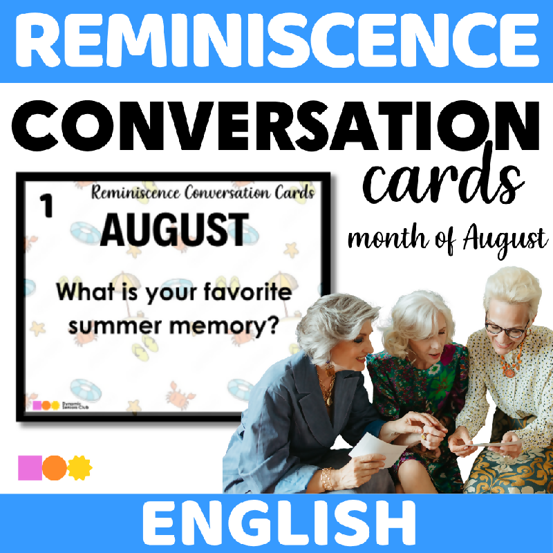August Reminiscence Conversation Cards for Seniors - Printable Discussion Prompts for Memory Recall and Social Engagement - Summer Discussion Activity for Cognitive Engagement and Social Connection