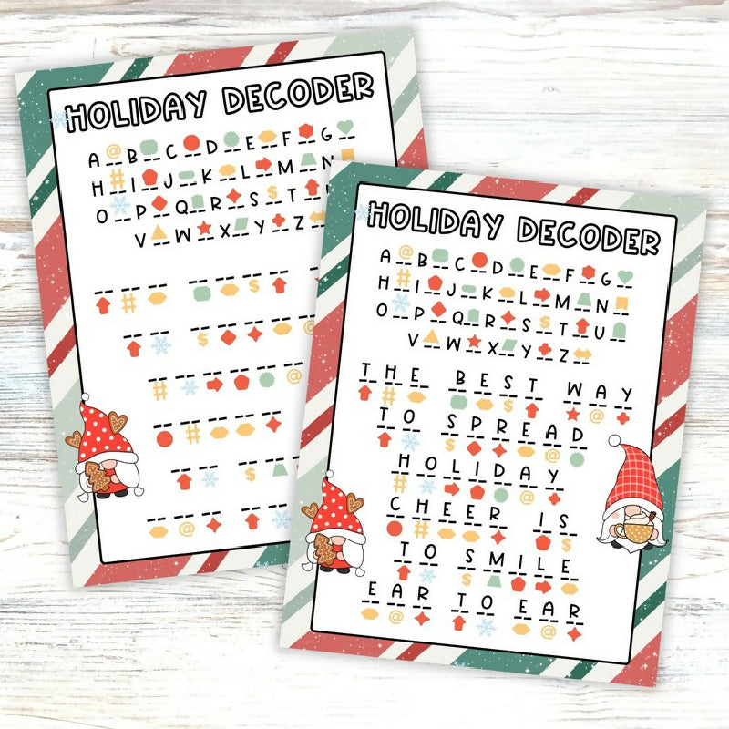Christmas Word Game Puzzle Printable Worksheet Bundle, Holiday Word Search, Word Scramble and Decoder Secret Message, Festive Party Activity