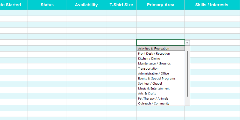 Volunteer Hours Tracker & Schedule Spreadsheet | Excel Google Sheets | Nursing Home Senior Living Nonprofit Activities Director Template