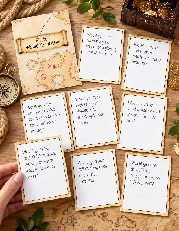 Pirate Riddles, Jokes & Would You Rather Questions, Group Games for Parties or Recreation Activities