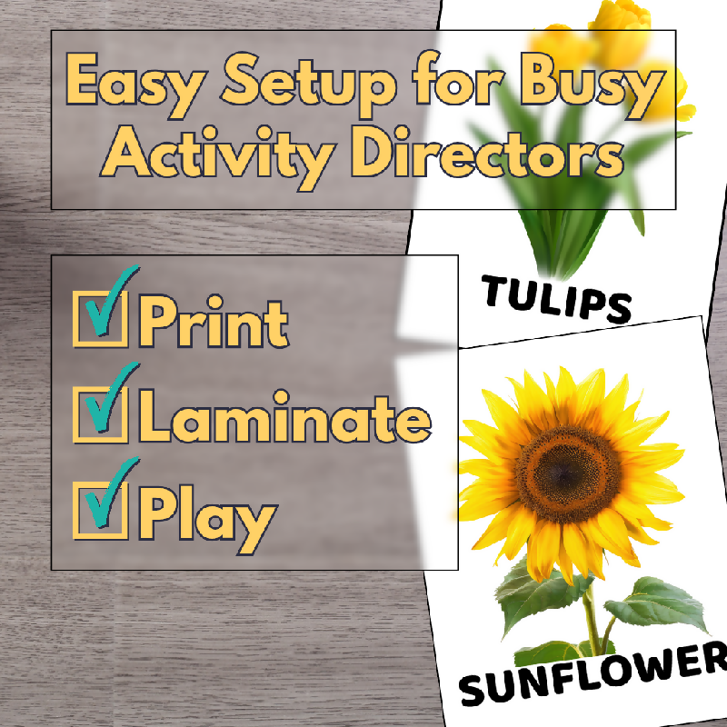 Flower Memory Match Game for Seniors | Memory Care Printable Activity