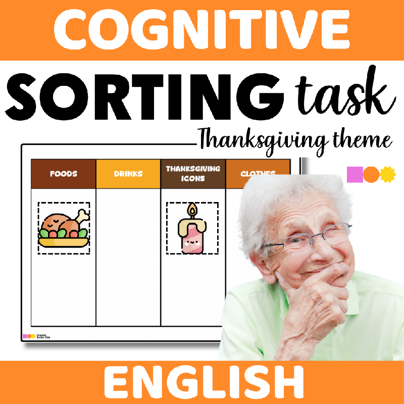 Thanksgiving-Themed Sorting Icons for Seniors | Printable Cognitive Sorting and Classification Activity for Memory Care and Senior Centers - November Theme