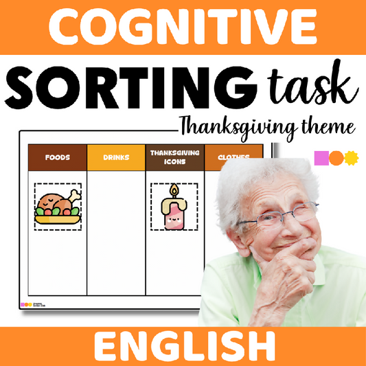Thanksgiving-Themed Sorting Icons for Seniors | Printable Cognitive Sorting and Classification Activity for Memory Care and Senior Centers - November Theme