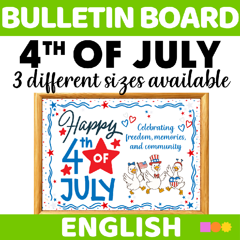 Bulletin Board 4th of July Theme - Three Sizes Available Easy to Assemble Independence Day Display - Fourth fo July Decor