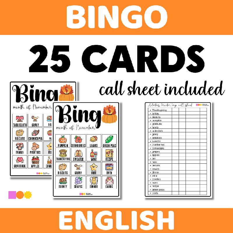 Printable Thanksgiving-themed Bingo for Seniors | Fun Group Game for Assisted Living, Senior Centers and Memory Care Activities for November