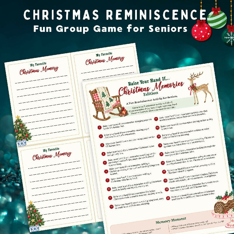 Easy print and read Christmas memories prompts for seniors