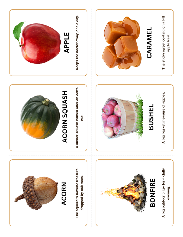 Fall Bingo for Seniors, Large Print Autumn Bingo Printable, Memory Care & Dementia Activity, Thanksgiving Game, 25 Boards + 40 Call Cards