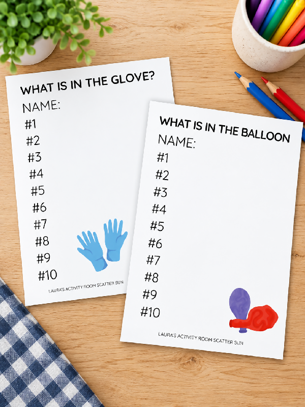 FREE RESOURCE - DIY Sensory Guessing Game Printable: What Is in the Glove and Balloon Protocol and Worksheets