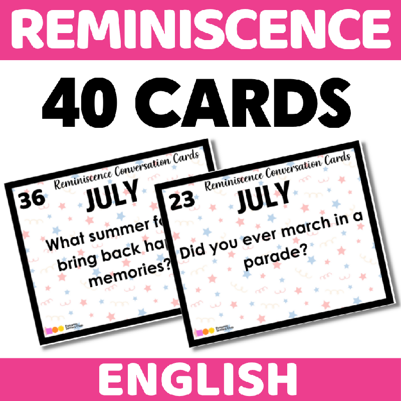 Reminiscence Conversation Cards July Themed - 4th of July, Independence Day, Fourth of July Included - Reminiscing Prompts