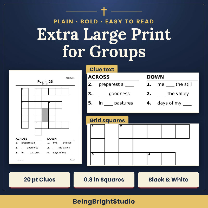Psalms Crossword Puzzles for Seniors | 150 Extra Large Print Puzzles | Activity Director Printable
