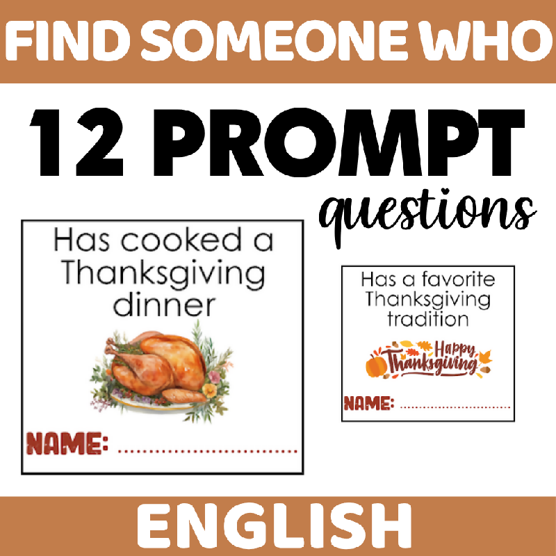 Thanksgiving Find Someone Who Activity for Seniors - November-Themed Icebreaker Game for Senior Living and Group Activities - Fun Group Activity for Cognitive Stimulation and Social