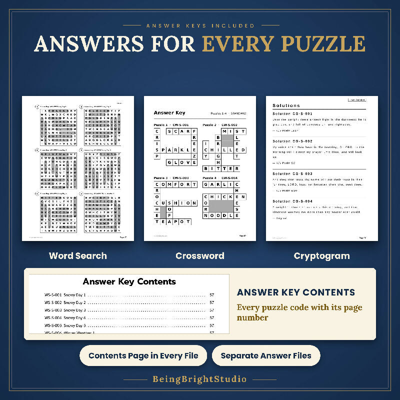 Extra Large Print Winter Puzzle Bundle for Activity Directors, 150 Printable Puzzles, Word Search, Crossword, Cryptogram, Bingo, Planner