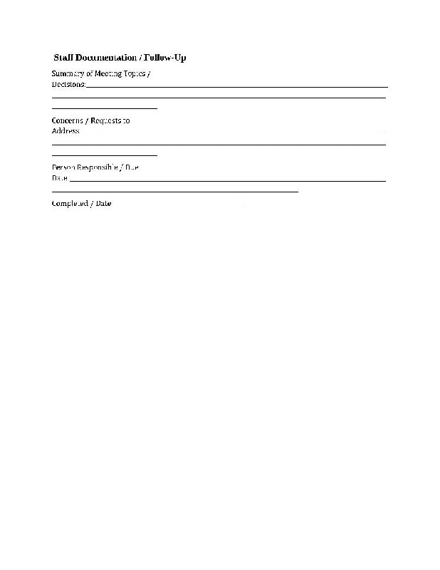 Resident Council Meeting Agenda, Editable Template with Notes and Staff Follow Up