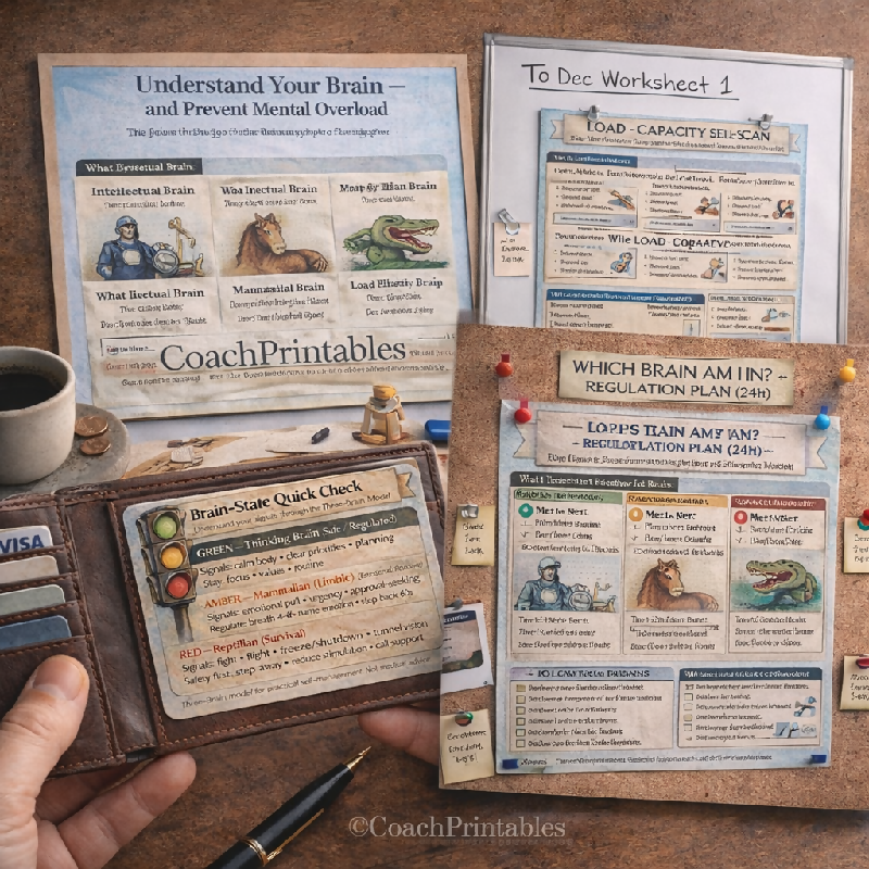 Three Brain Model Worksheets & Infographic | Stress Regulation Toolkit