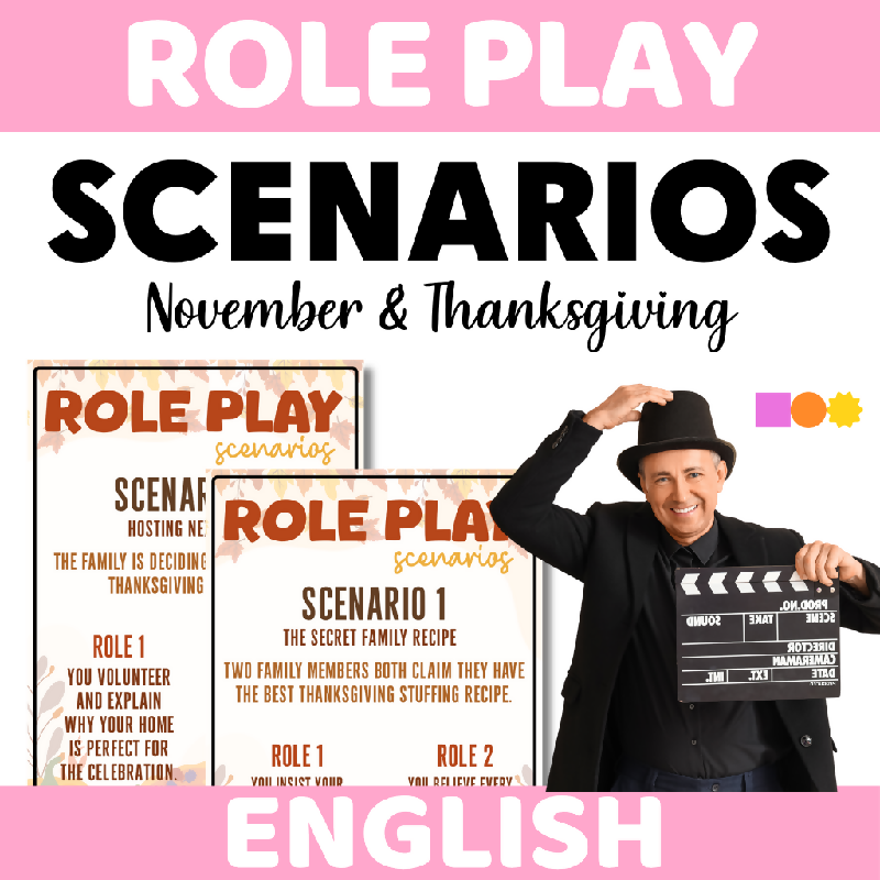 November Thanksgiving Role Play Prompts for Seniors | Printable Conversation and Social Interaction Activity for Elderly Adults and Senior Living