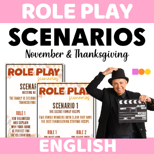 November Thanksgiving Role Play Prompts for Seniors | Printable Conversation and Social Interaction Activity for Elderly Adults and Senior Living