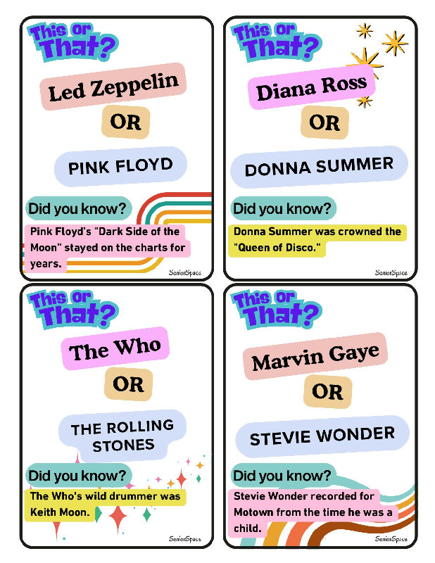 This or That? 200 Reminiscence Cards for Dementia & Seniors | 60s 70s 80s Conversation Starters | Activity Director Printable Memory Care Game