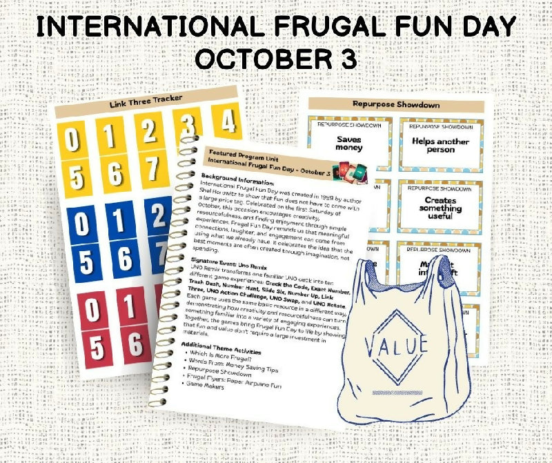 International Frugal Fun Day Activity Bundle for Seniors | October | Creative Games & Senior Engagement Activities