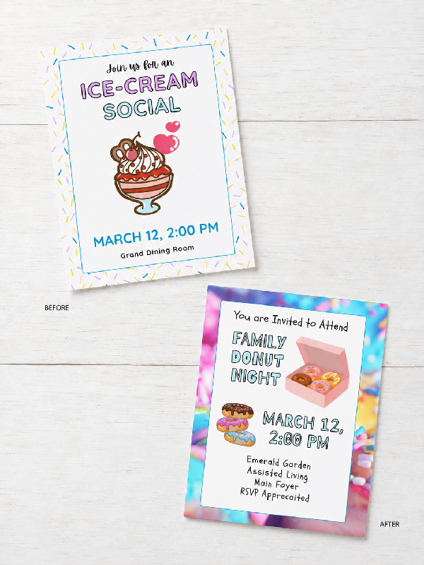Activity Notification Flyer, Ice Cream Social Family Invitation, Editable Canva Template