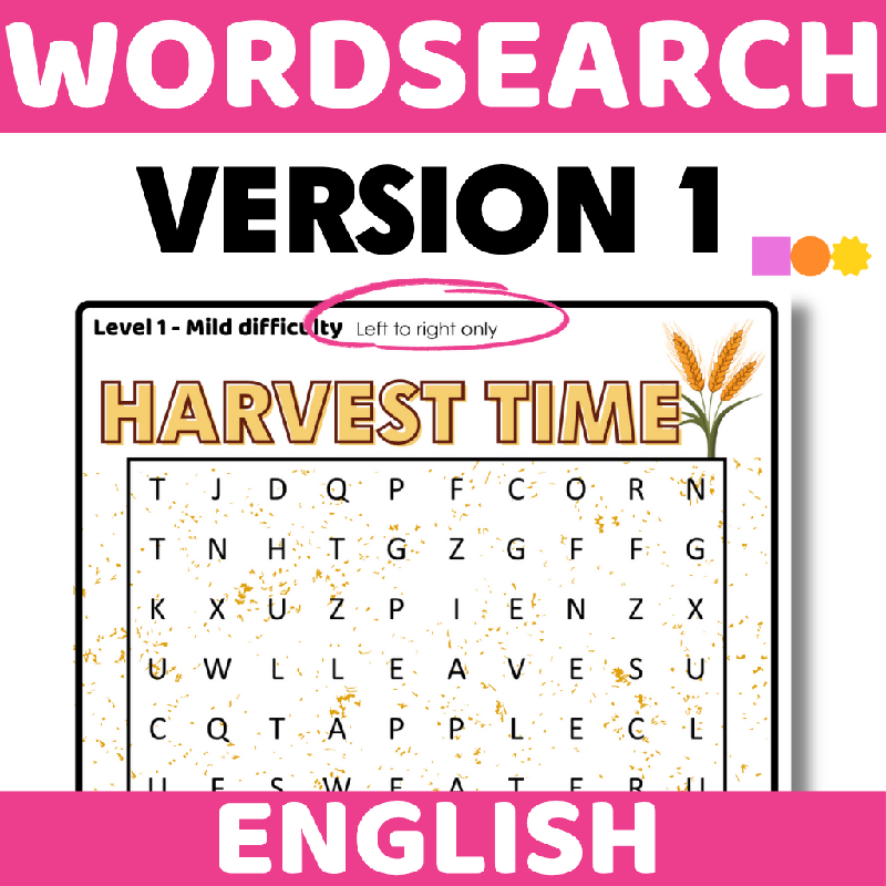 September Harvest Word Search Puzzle | Fall Cognitive Stimulation Activity for Seniors, Memory Care & Older Adults | Autumn Wordsearch Brain Game