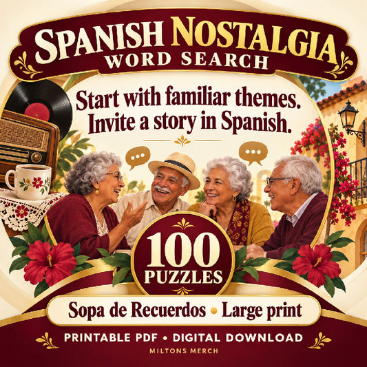 Spanish Nostalgia Word Search — 100 Large Print Puzzles | Sopa de Recuerdos PDF
