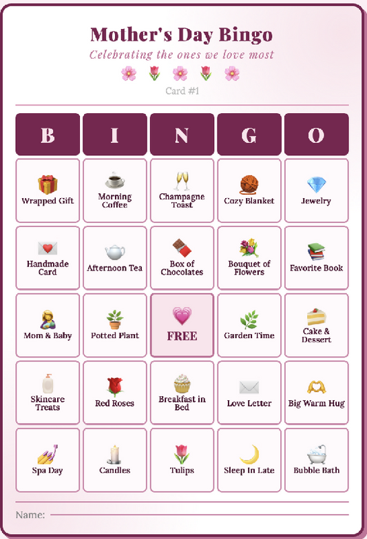 Mother's Day Bingo