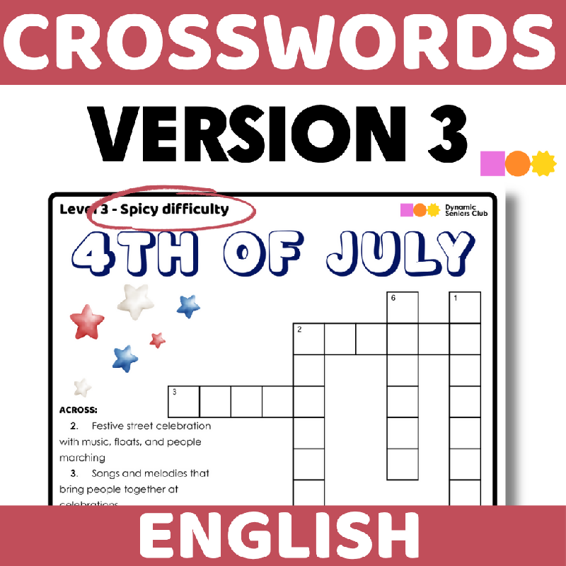 4th of July Crosswords (3 levels of difficulty) - Independence Day - Fourth of July