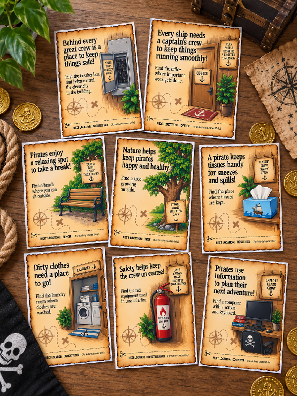 Pirate Scavenger Hunt, Follow the Clues to the Hidden Treasures