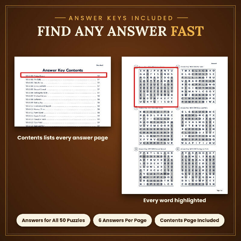 Fall Thanksgiving Word Search for Seniors, 50 Extra Large Print Puzzles, Bingo Bonus, US Letter and A4