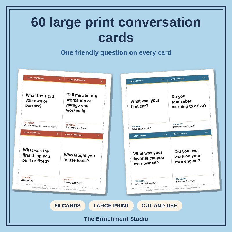 Remember When Men's Edition: Large Print Conversation Cards for Senior Living and Memory Care