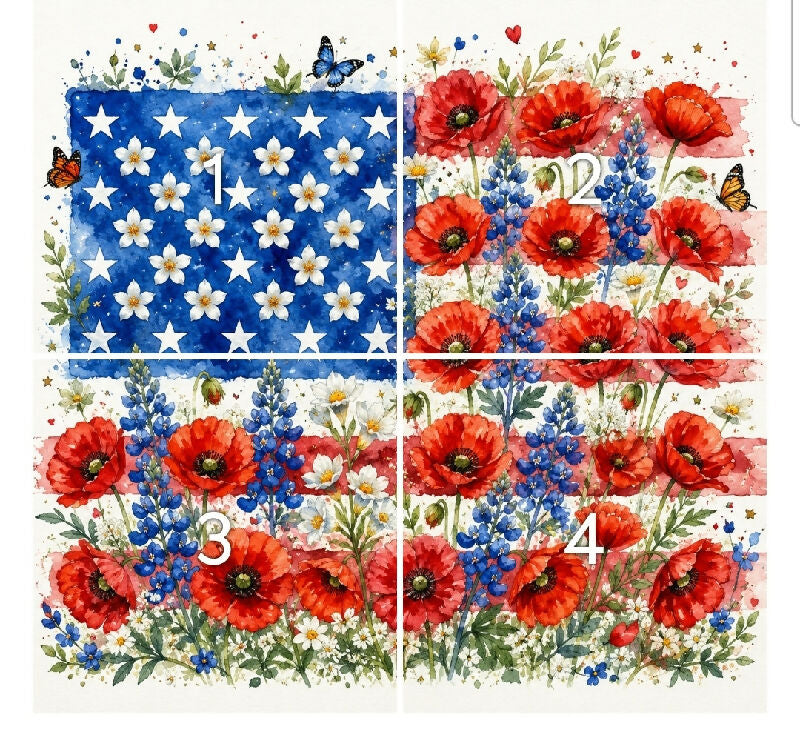 Patriotic Floral Watercolour Flag Printable