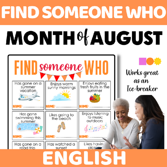 Find Someone Who Activity for Seniors - August-Themed Icebreaker Game for Senior Living and Group Activities - Fun Group Activity for Cognitive Stimulation and Social Connection
