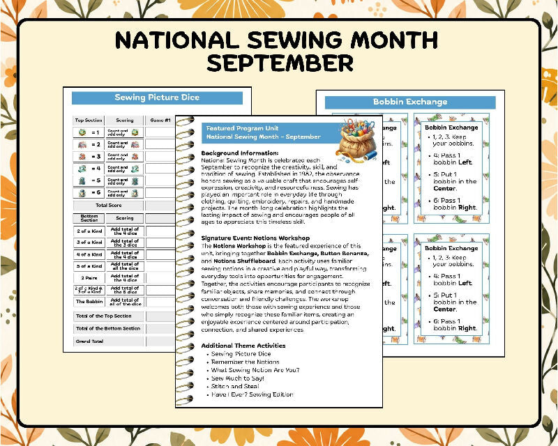 September September Activity Plans for Seniors | Done-for-You National Sewing Month, Play-Doh Day & Coffee Day Engagement Activities for Senior Living