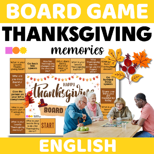 Thanksgiving Themed Conversation Board Game for Seniors | Discussion Questions for Memory Care & Social Engagement November-Themed| Icebreaker Activity for Older Adults to Share Thanksgiving