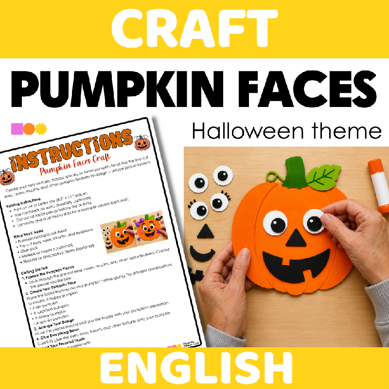 Halloween Craft for Seniors | Printable Easy Crafting Activity for Elderly Adults and Senior Living - Pumpkin Faces - October-themed