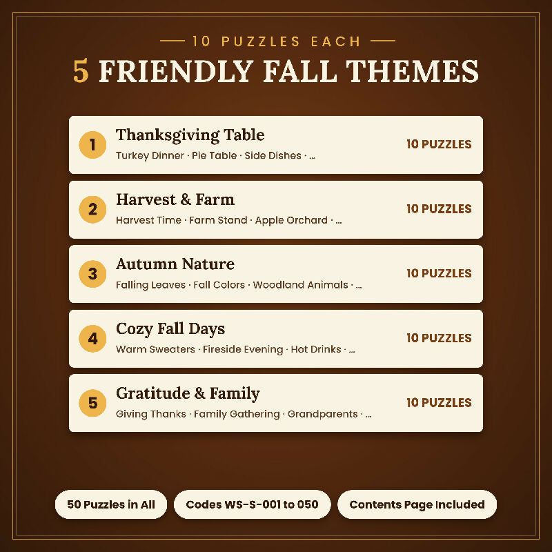 Fall Thanksgiving Word Search for Seniors, 50 Extra Large Print Puzzles, Bingo Bonus, US Letter and A4