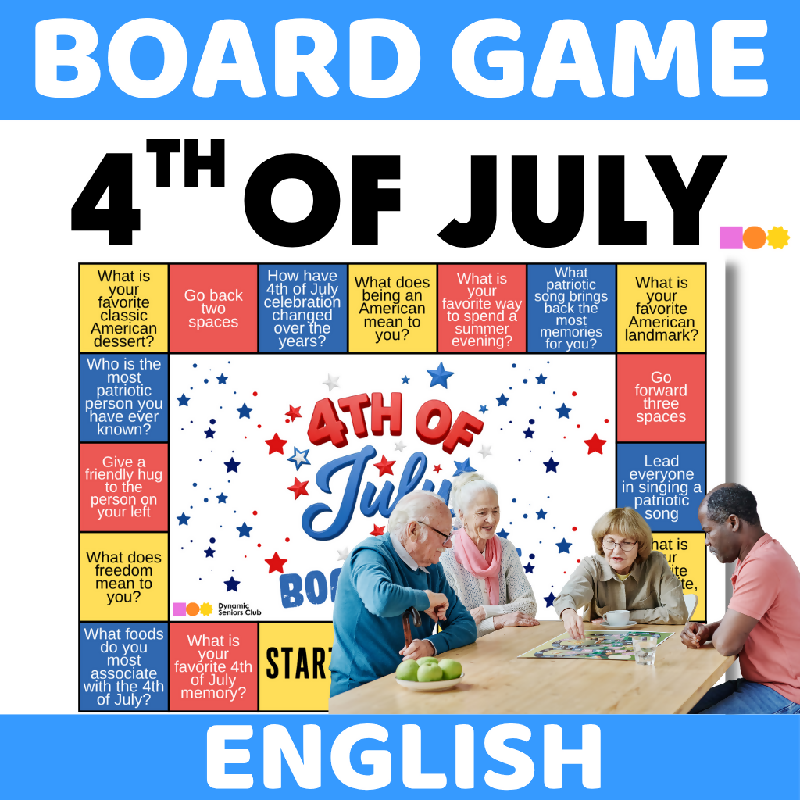 4th of July Board Game - Fun Competition with Conversation and Dare Prompts about Fourth of July - Independence Day