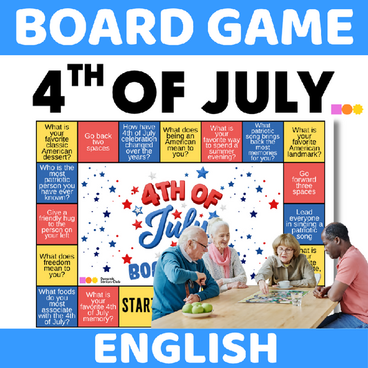 4th of July Board Game - Fun Competition with Conversation and Dare Prompts about Fourth of July - Independence Day