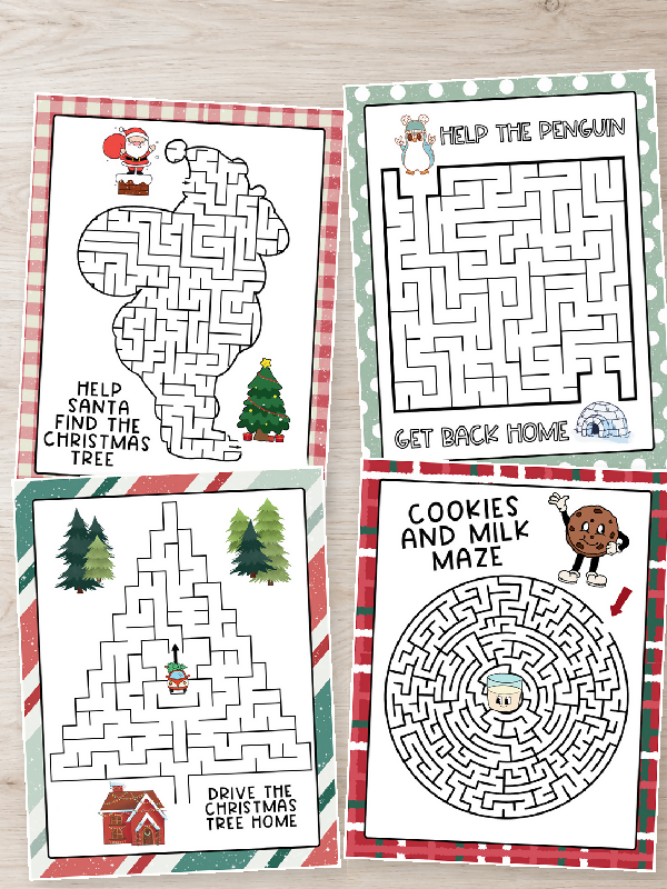 Christmas Mazes Printable 7 Pack, Holiday Puzzles Christmas Activities for 1:1, Independent Leisure