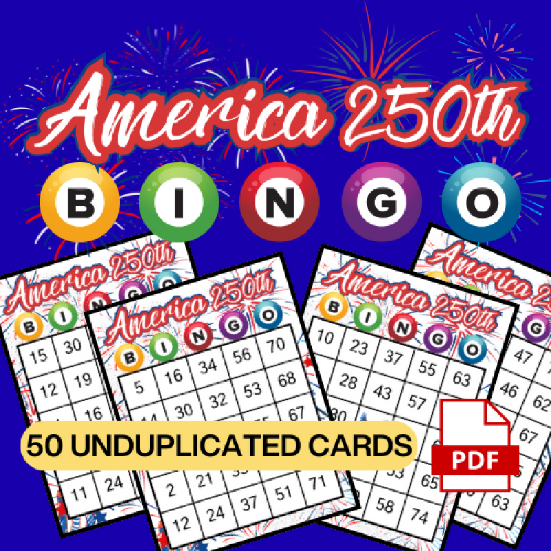 Patriotic America 250th BINGO | Semiquincentennial BINGO | Party Game