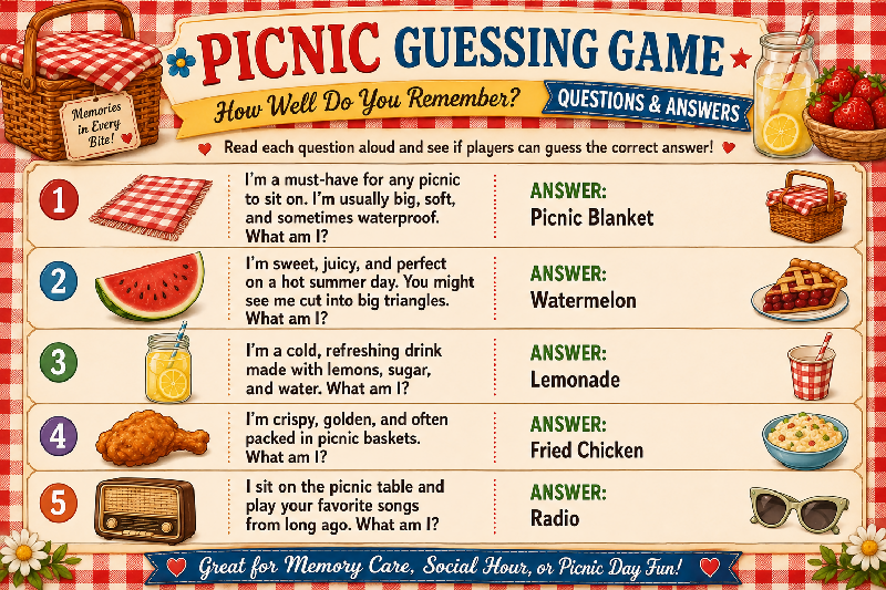 Ready, Set, Picnic! 50 Vintage Recipes + Games + Movement + Scripts | Complete Memory Care Activity Program