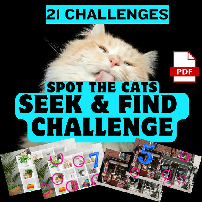 Spot the Cats Seek and Find Challenge | 42-Page Hidden Animal Game | Therapy, Classroom & Senior Activity | TV Group Game PDF