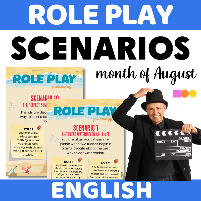 August Role Play Prompts for Seniors | Printable Conversation and Social Interaction Activity for Elderly Adults and Senior Living