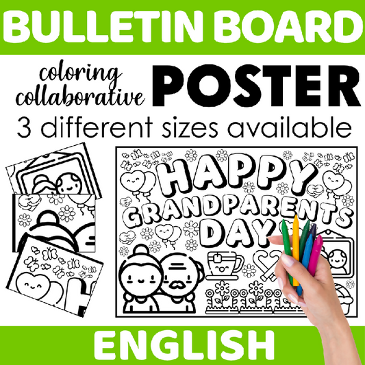 Grandparents Day Collaborative Coloring Poster for Seniors September Themed| Printable Group Art Activity in 3 Sizes for Senior Living and Elderly Adults