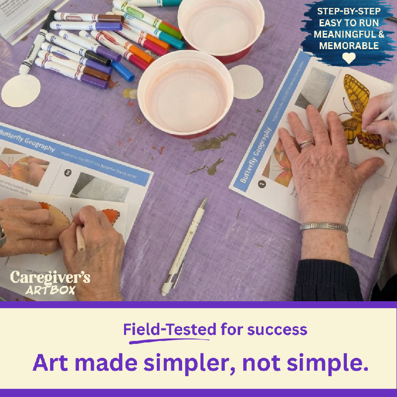 Butterfly Geography Printmaking Lesson for Seniors | Assisted Living & Memory Care Art Activity