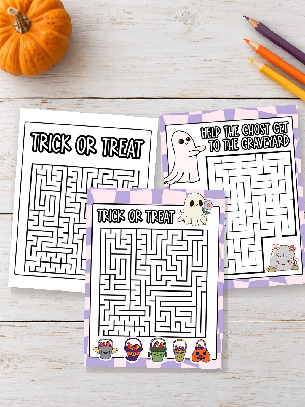 Trick or Treat Ghost Maze, Halloween Printable Activity