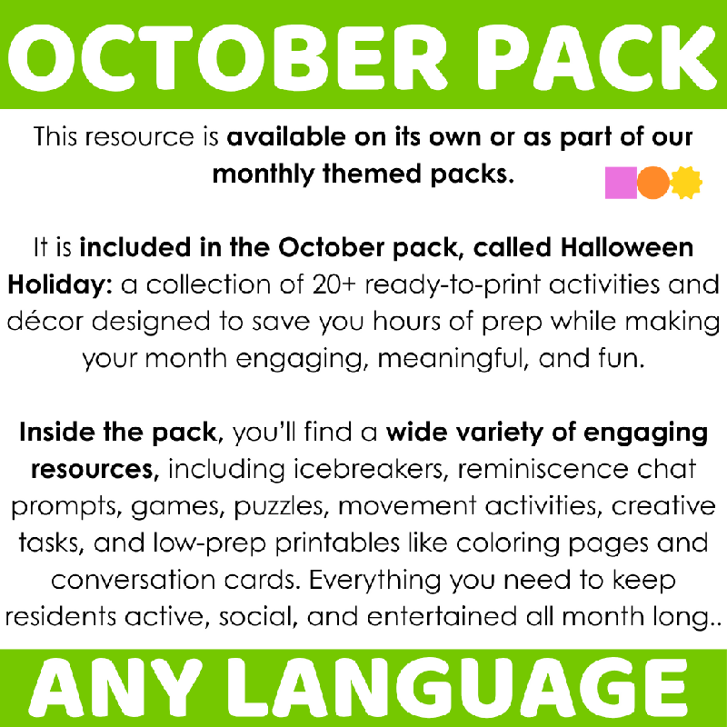October-Themed Memory Game for Seniors | Printable Matching Activity for Cognitive Stimulation and Memory Care - Brain Activity for Elderly Adults Autumn Fall Theme