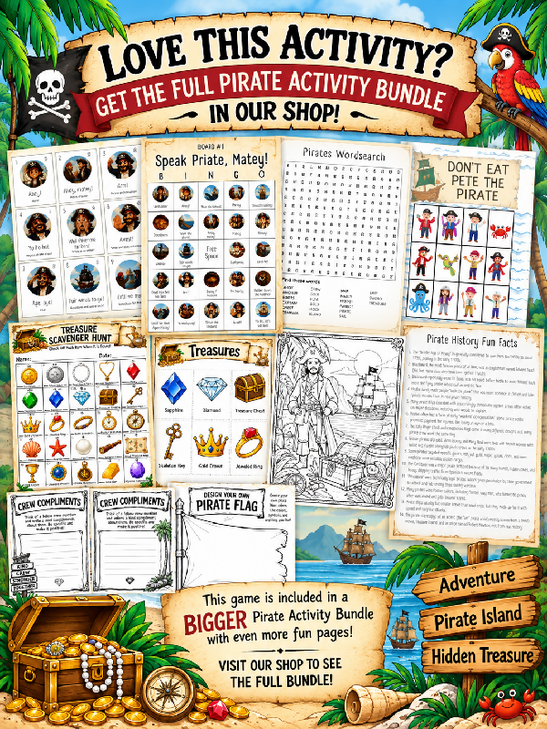 Pirate Scavenger Hunt, Follow the Clues to the Hidden Treasures