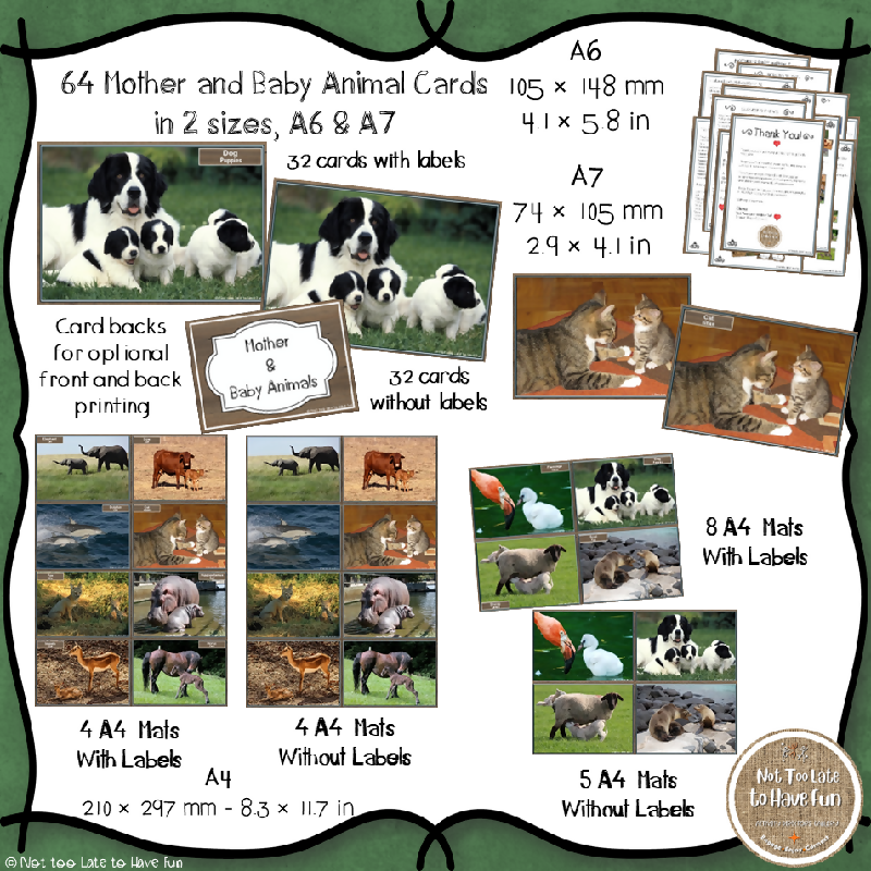 Mother & Baby Animals Activity Cards for Seniors | Real Photo Memory & Conversation Activity
